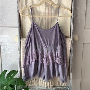 Flowy Lace Ruffled Spaghetti Strap Top